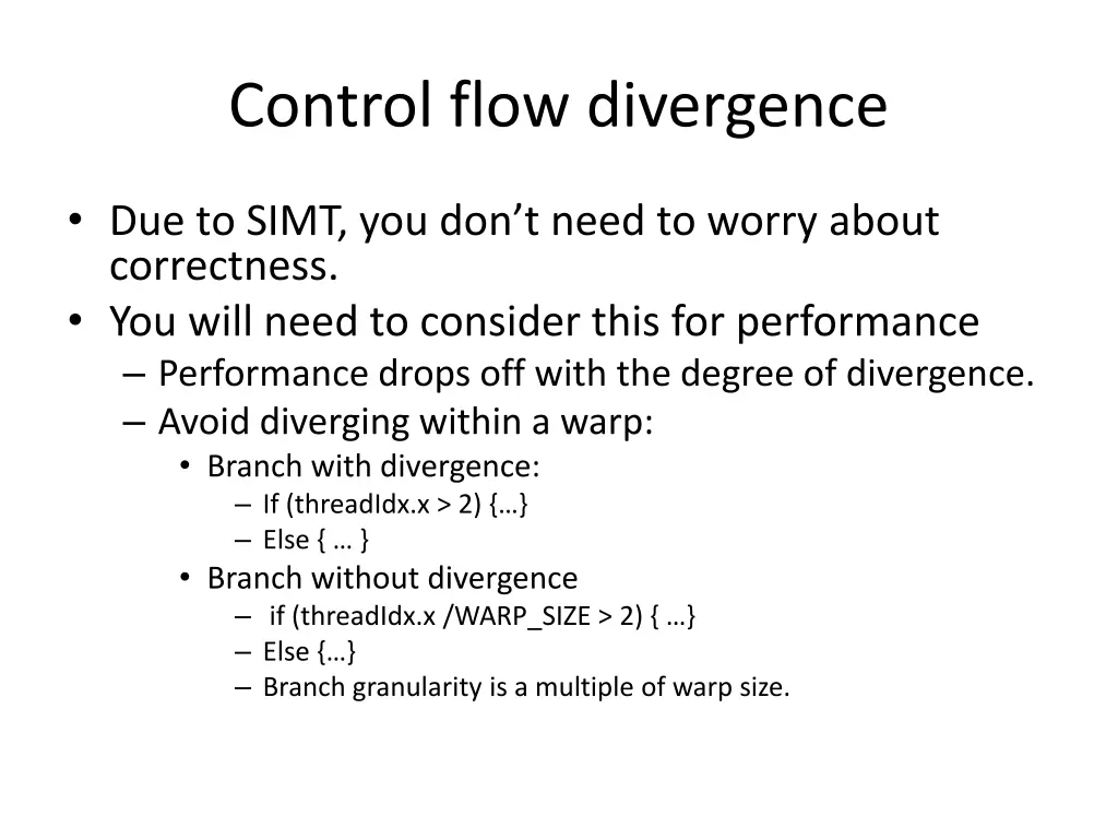 control flow divergence 1