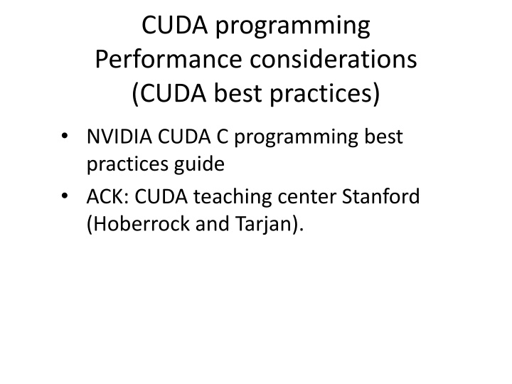 cuda programming performance considerations cuda