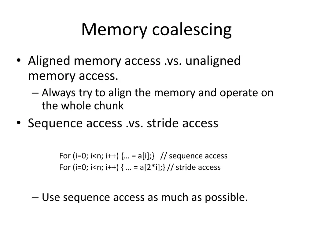 memory coalescing 2