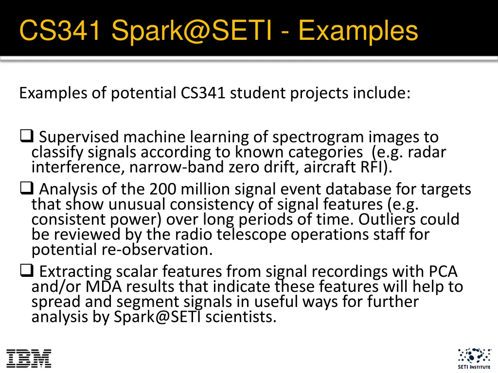 cs341 spark@seti examples
