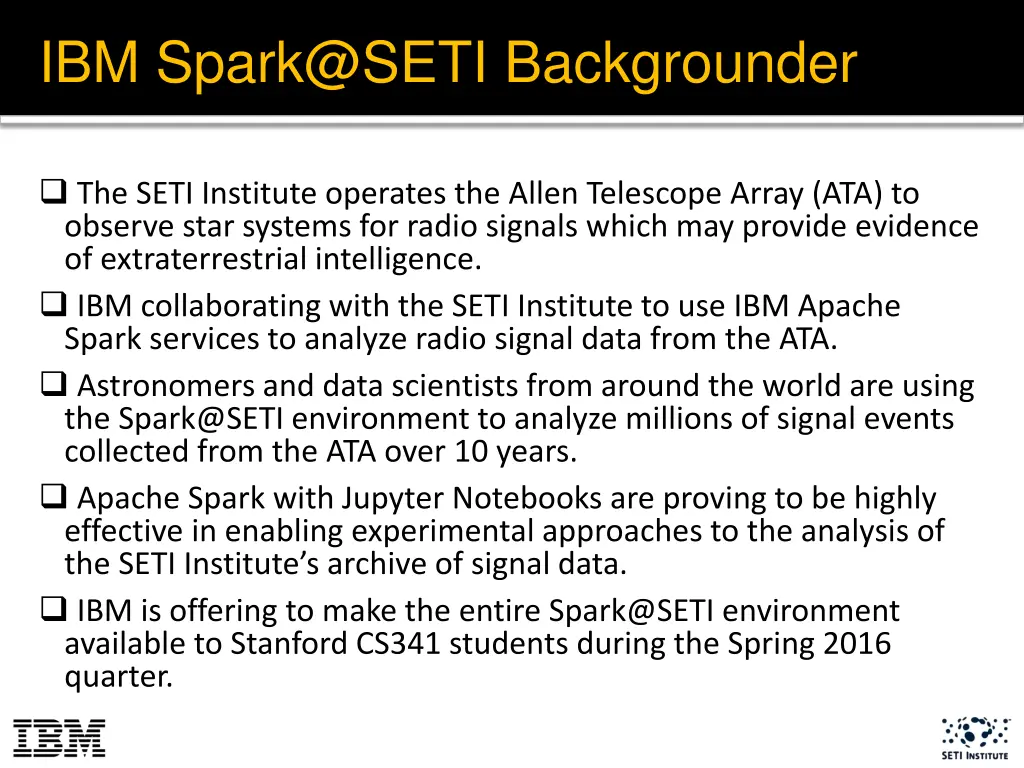 ibm spark@seti backgrounder