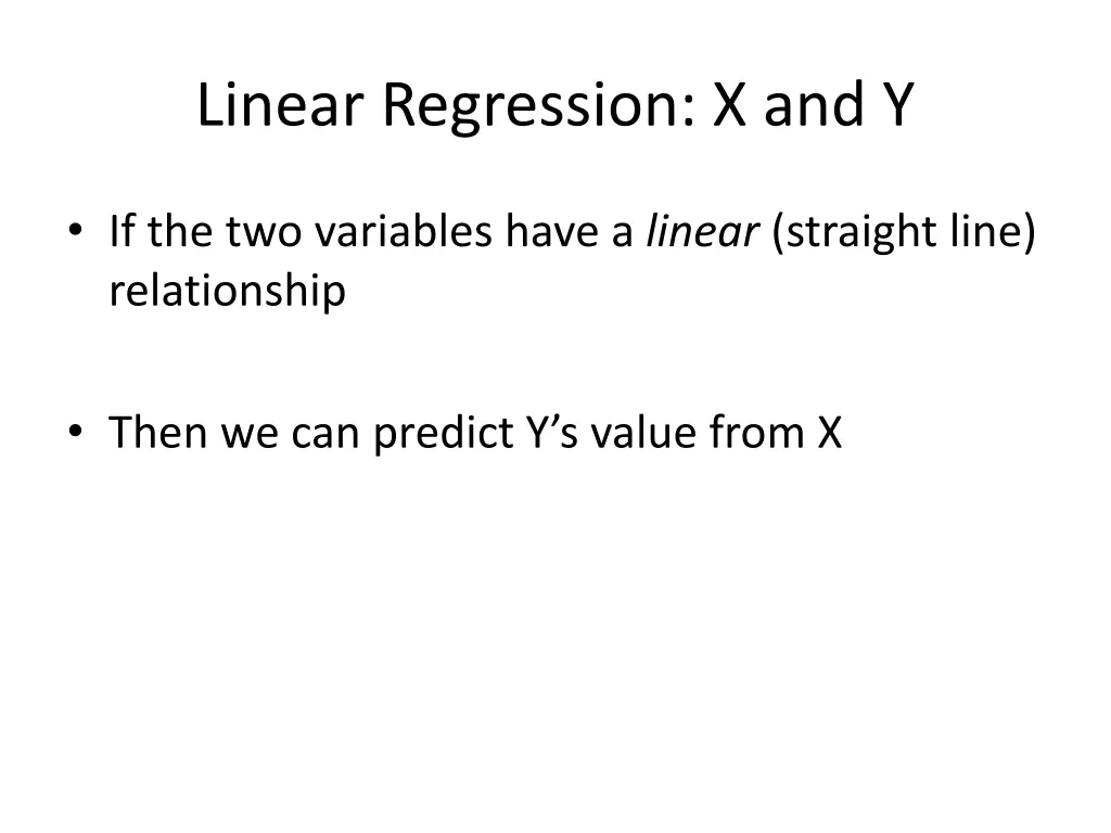 linear regression x and y