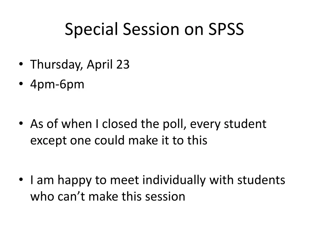 special session on spss