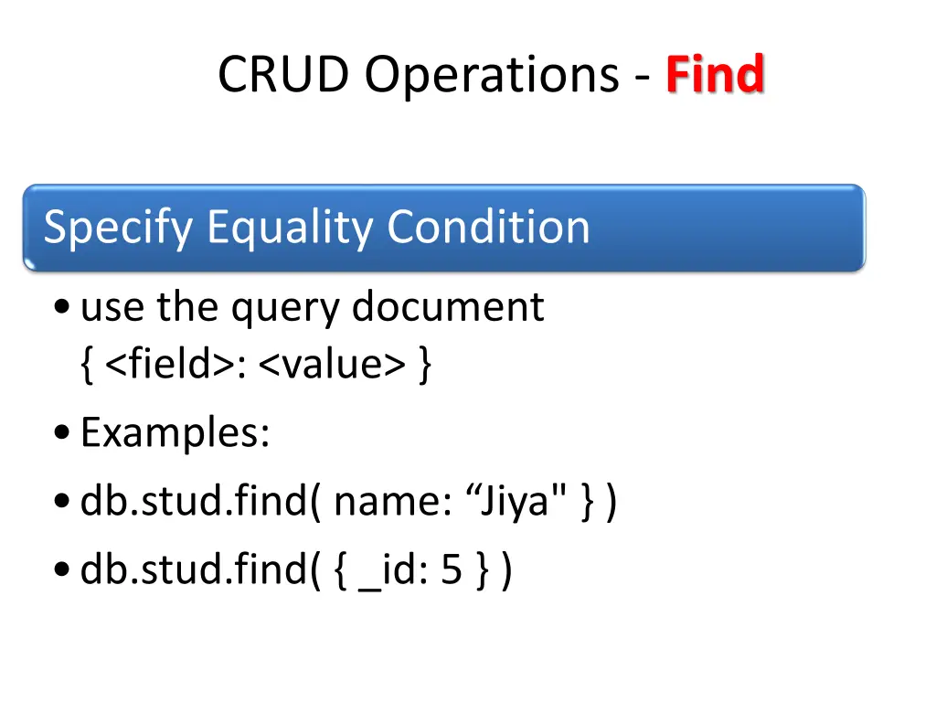 crud operations find 2