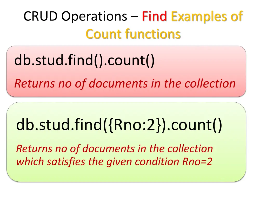 crud operations find examples of count functions