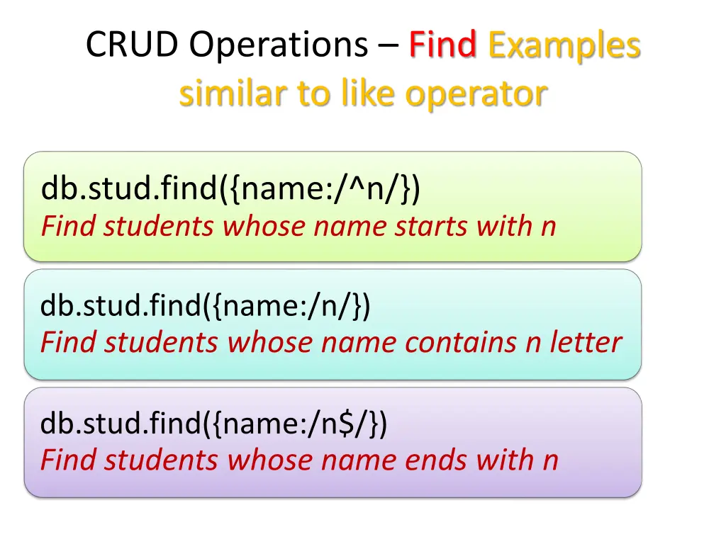 crud operations find examples similar to like