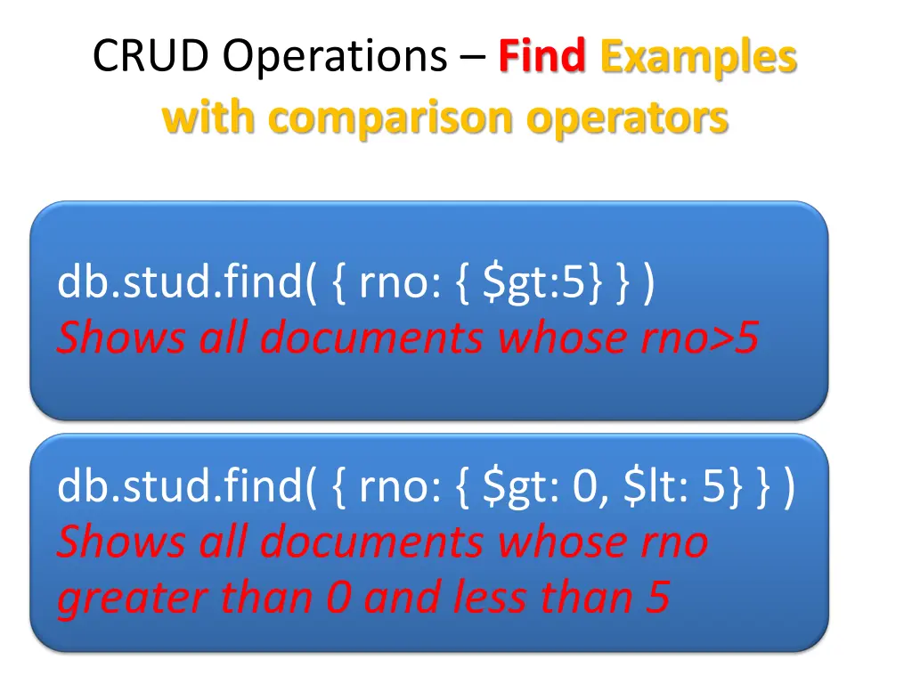 crud operations find examples with comparison