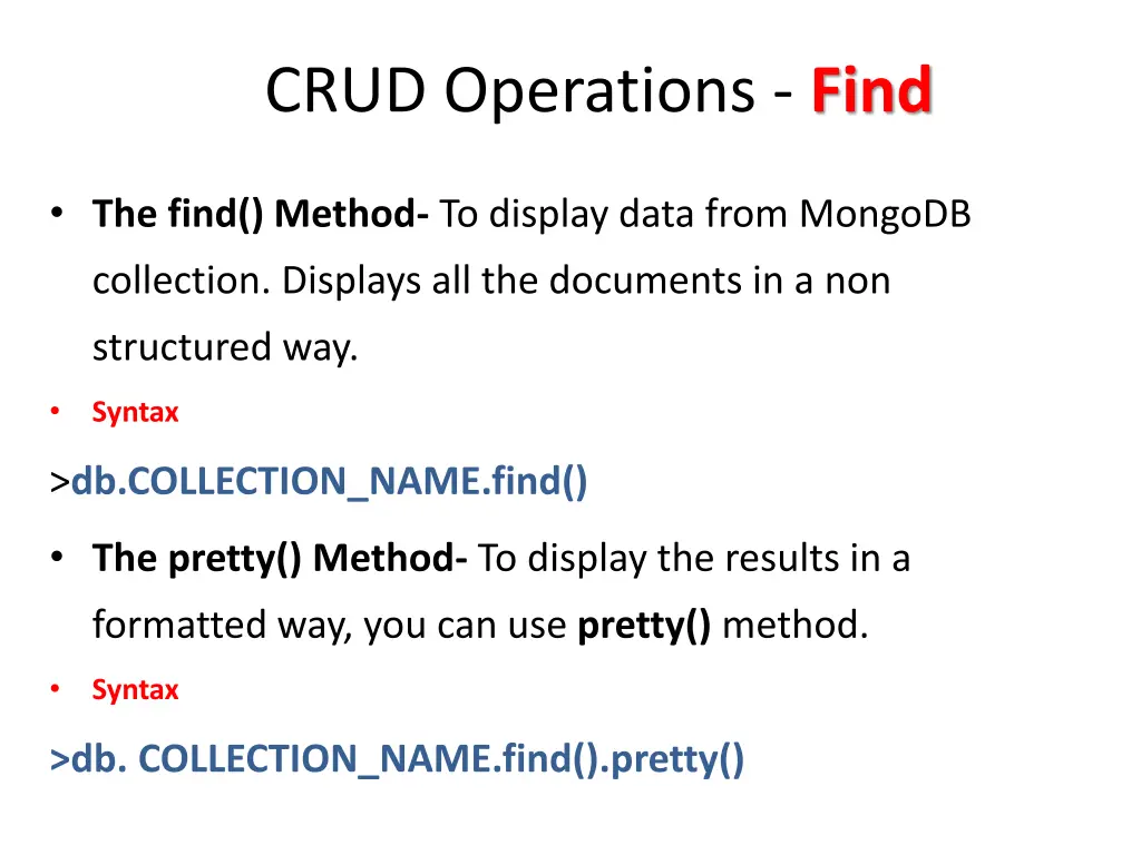 crud operations find