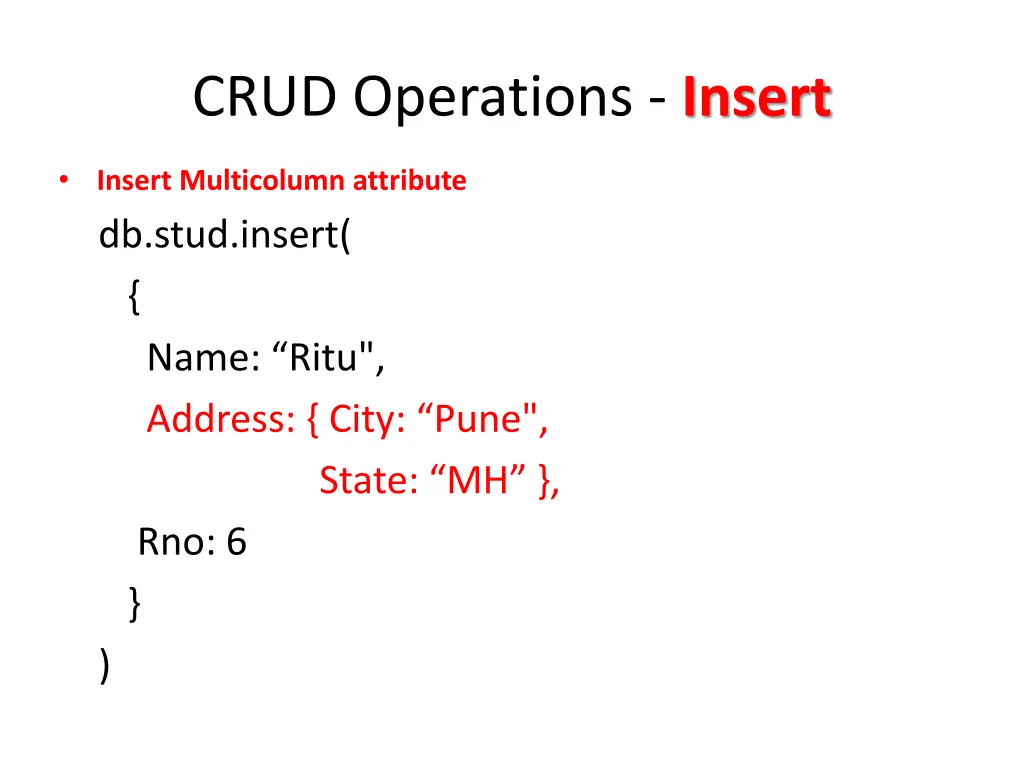 crud operations insert 5
