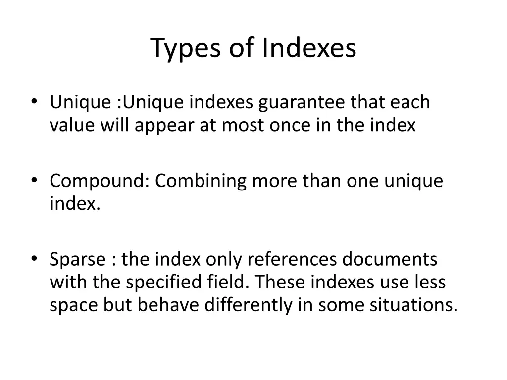 types of indexes