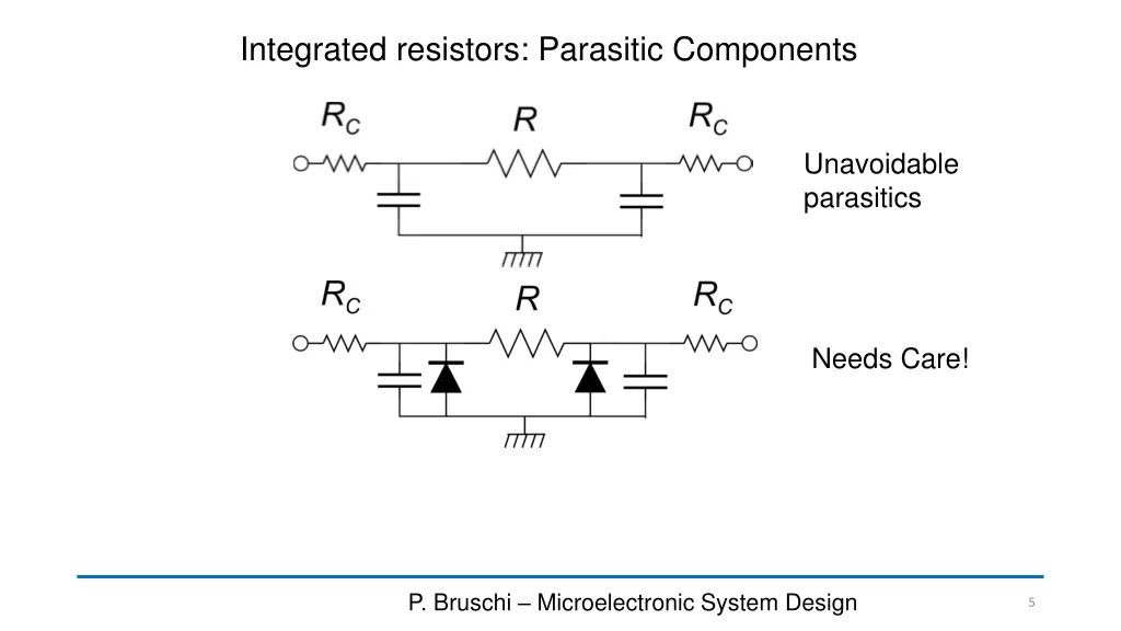 integrated resistors parasitic components