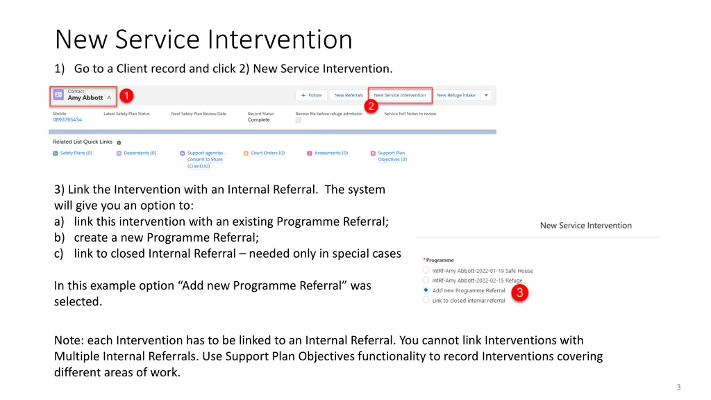 new service intervention