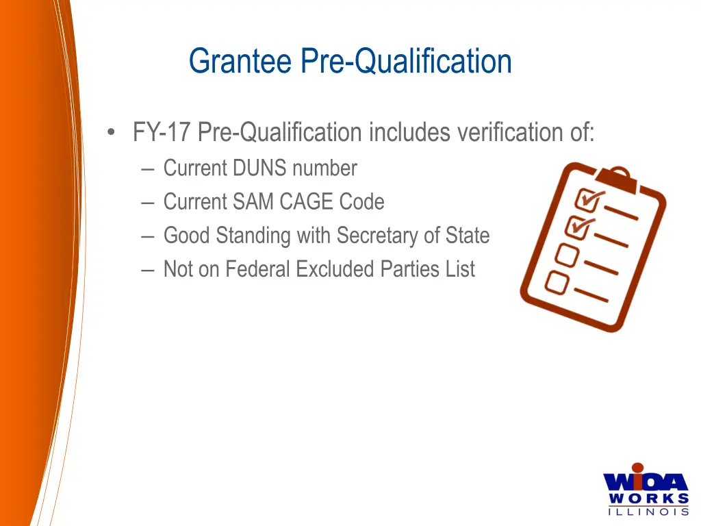 grantee pre qualification