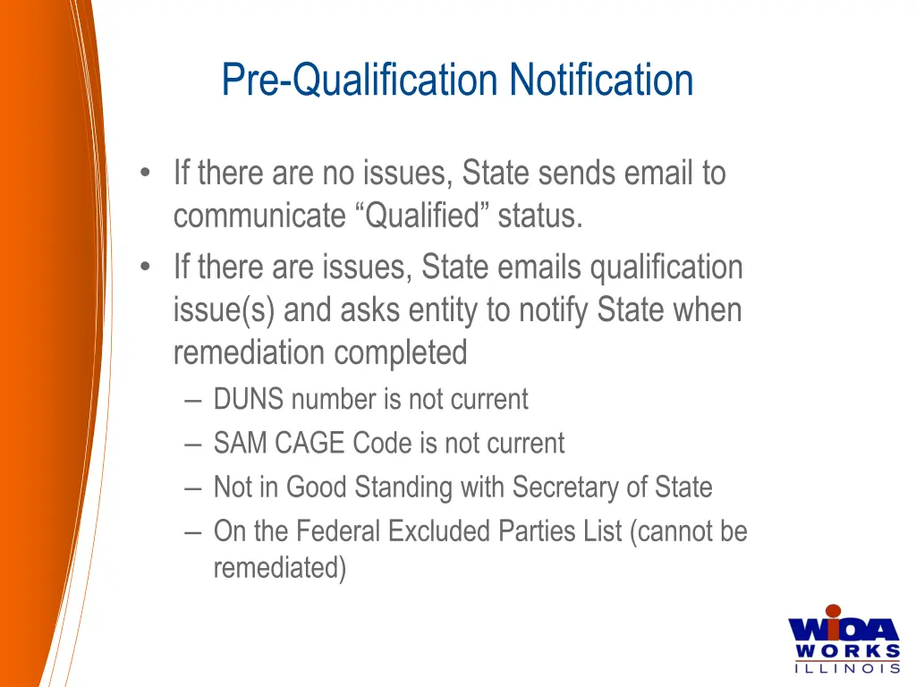 pre qualification notification