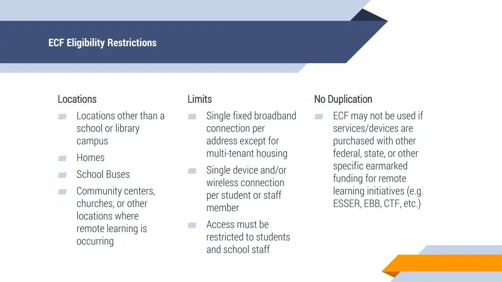 ecf eligibility restrictions