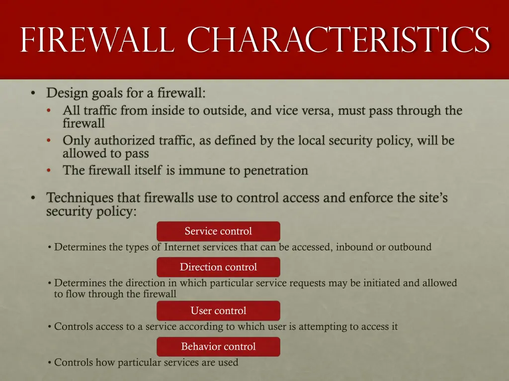 firewall characteristics