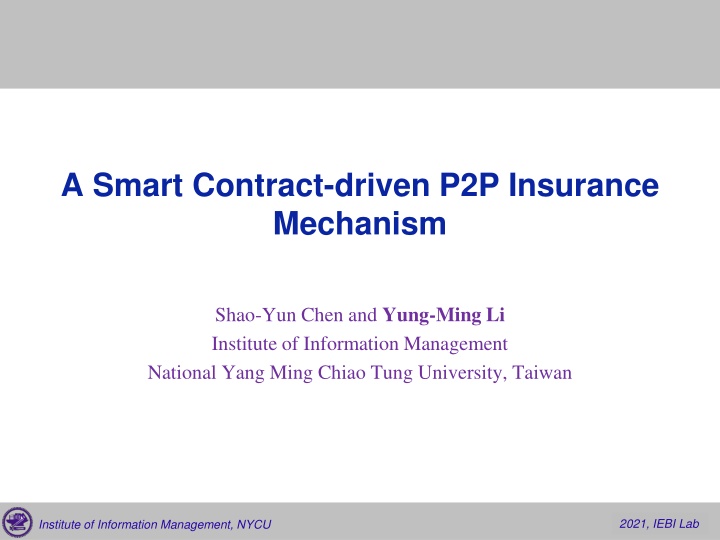 a smart contract driven p2p insurance mechanism