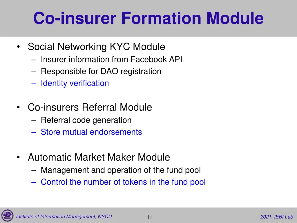 co insurer formation module