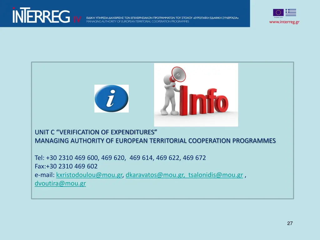 unit c verification of expenditures managing