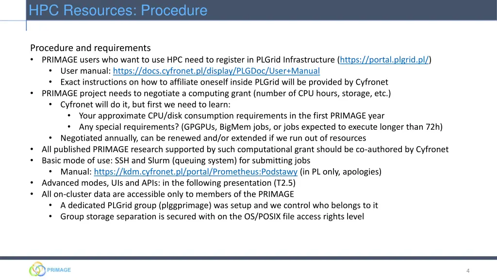 hpc resources procedure