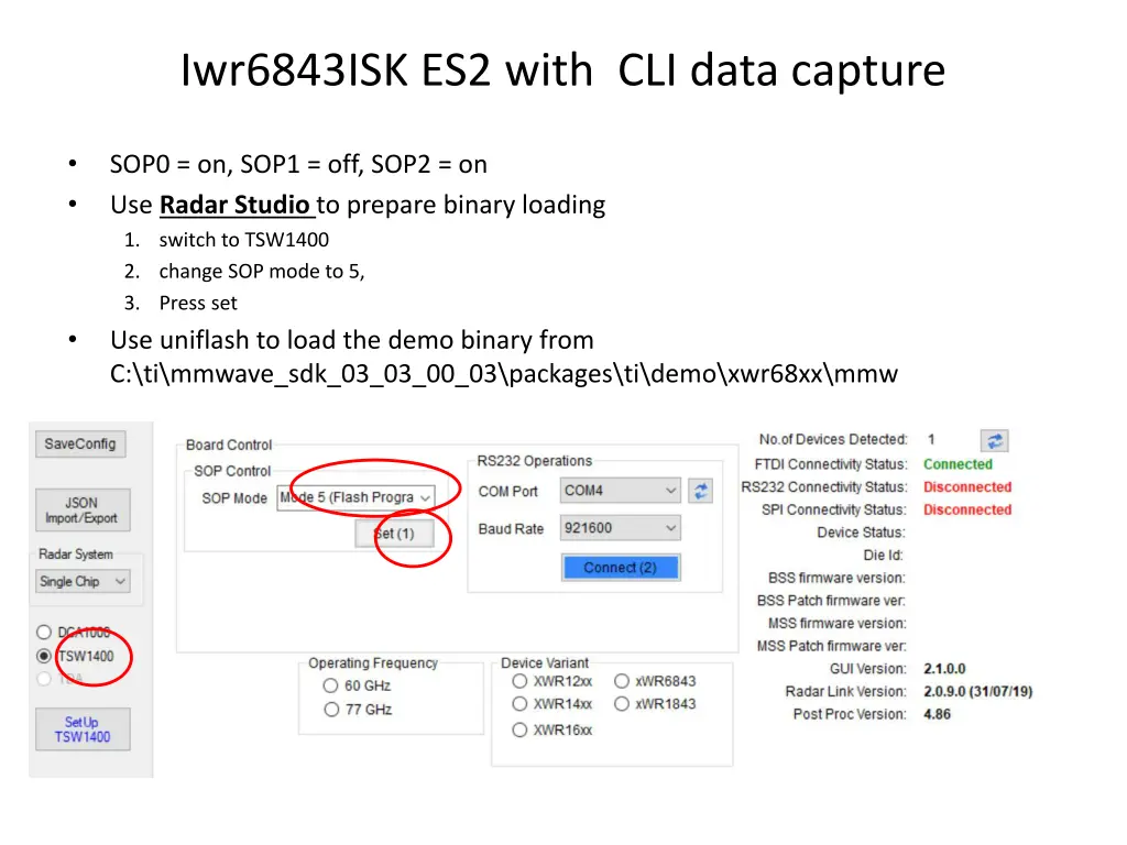 iwr6843isk es2 with cli data capture