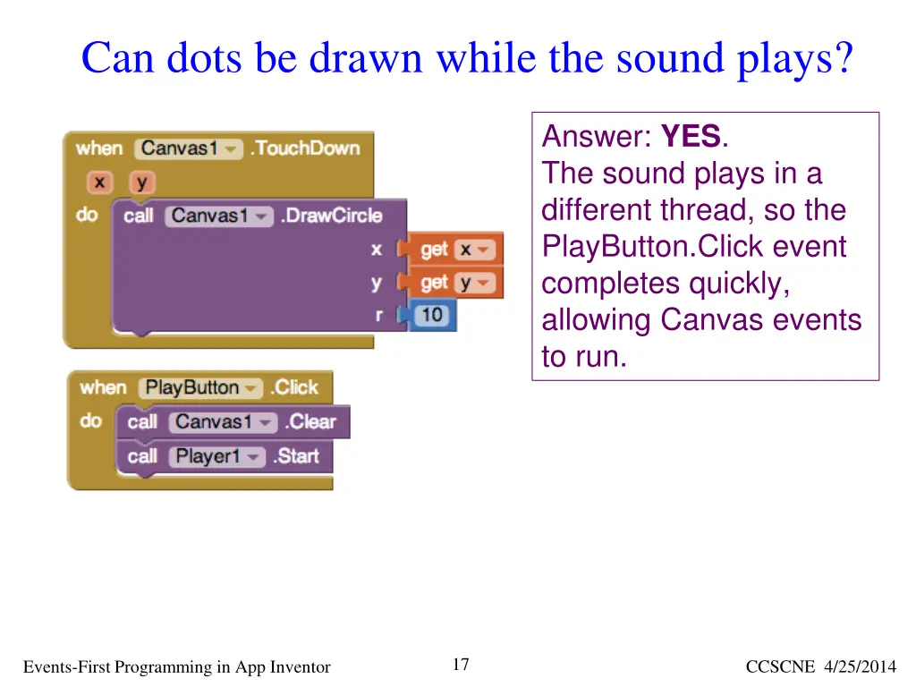 can dots be drawn while the sound plays