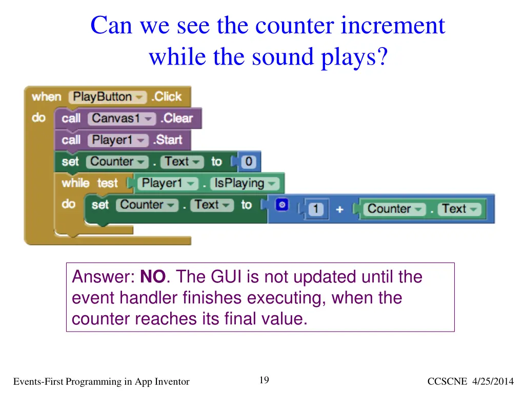 can we see the counter increment while the sound
