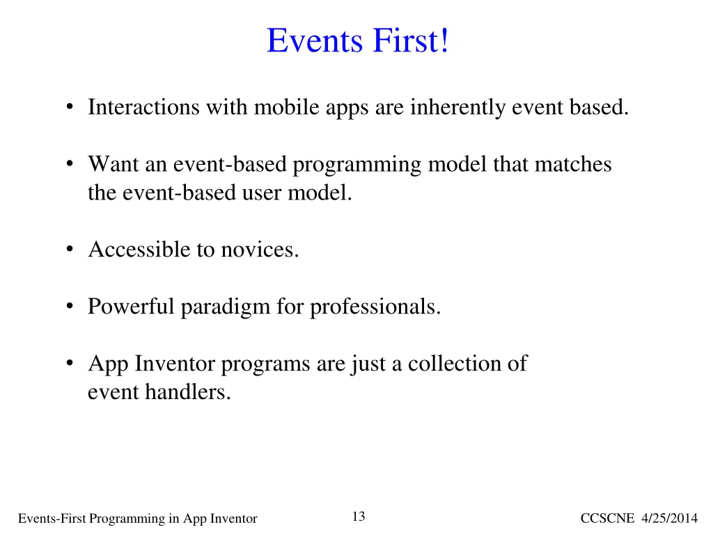 events first