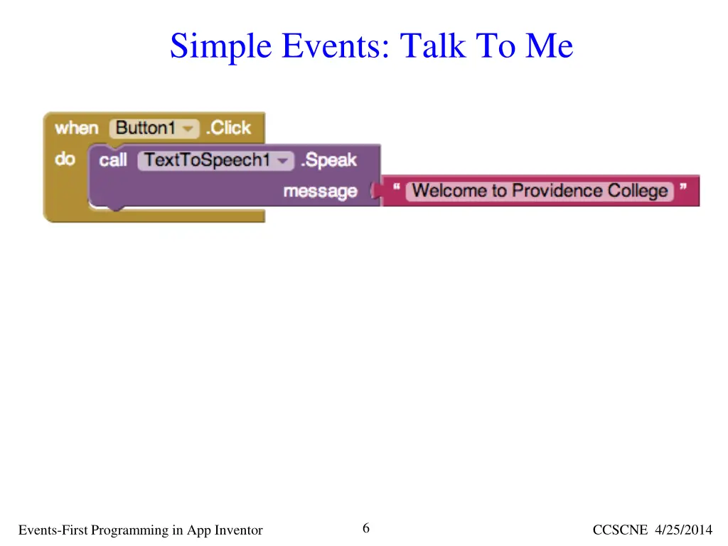 simple events talk to me