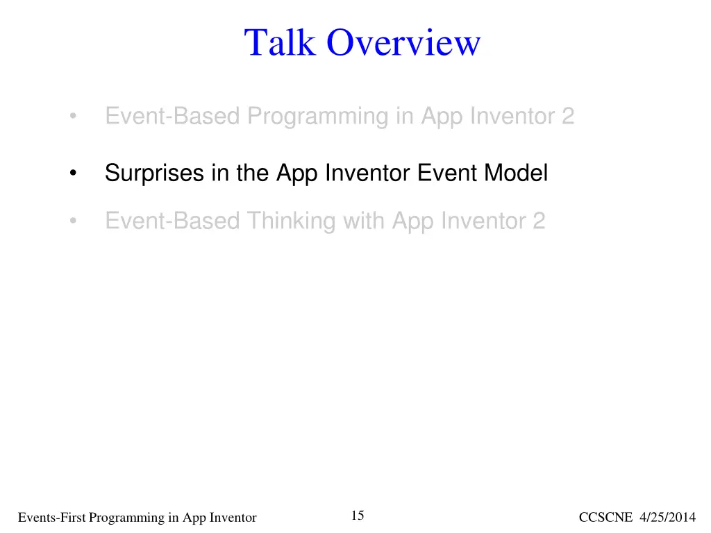 talk overview 2