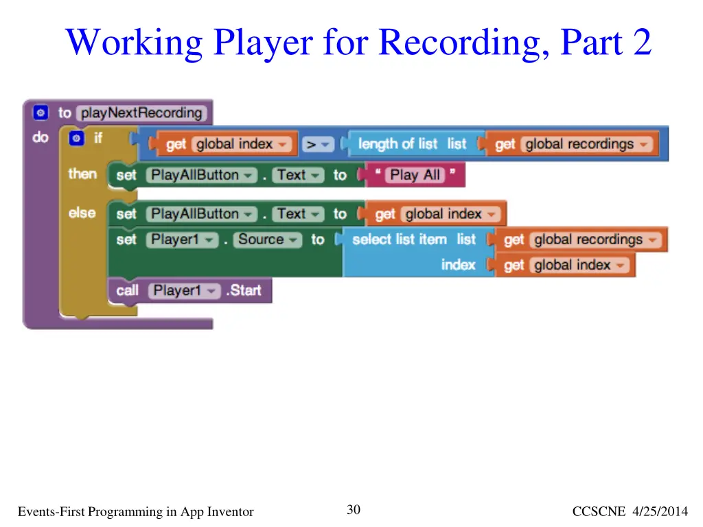 working player for recording part 2