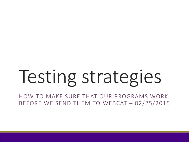 testing strategies