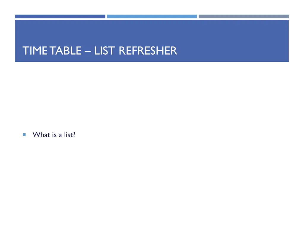 time table list refresher