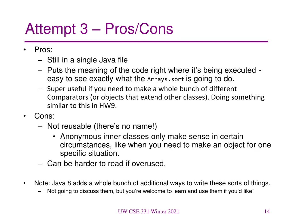 attempt 3 pros cons