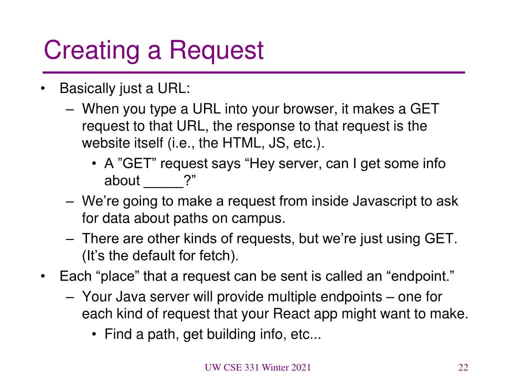 creating a request