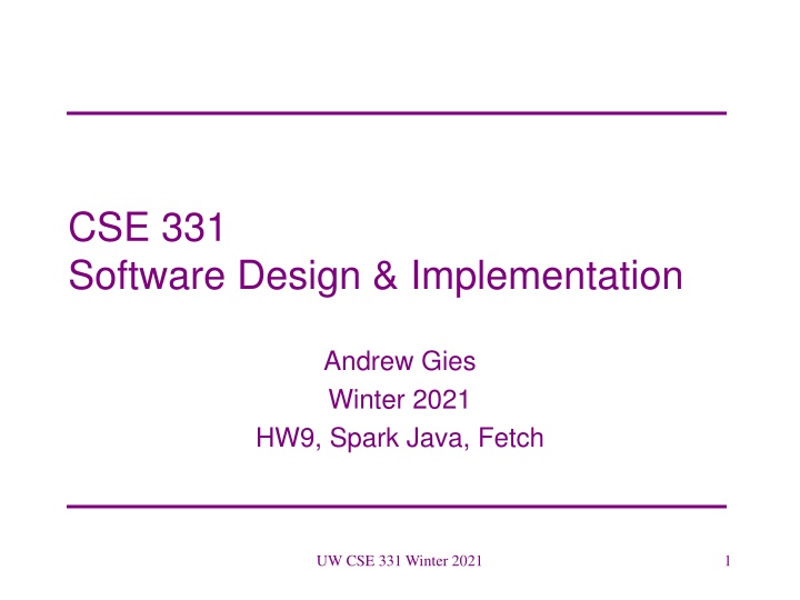 cse 331 software design implementation
