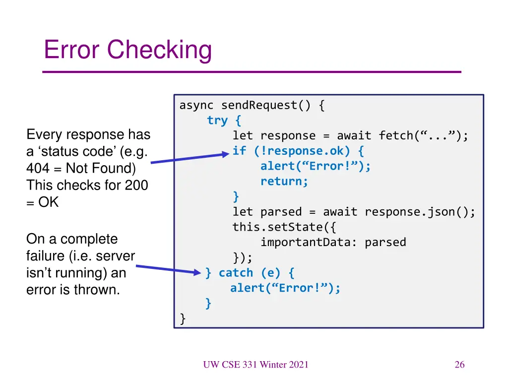 error checking