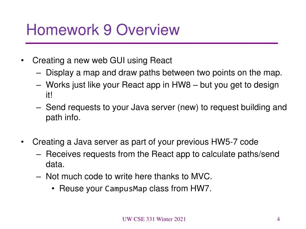 homework 9 overview