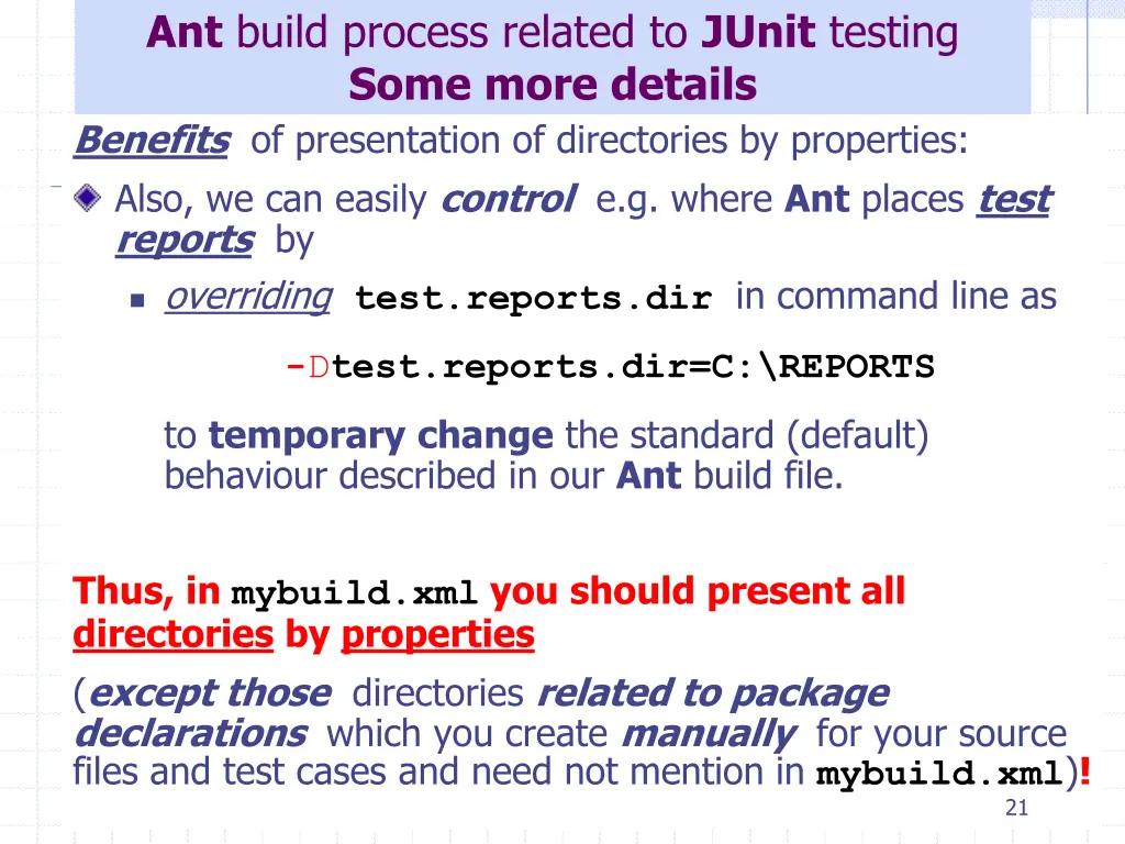 ant build process related to junit testing some 1
