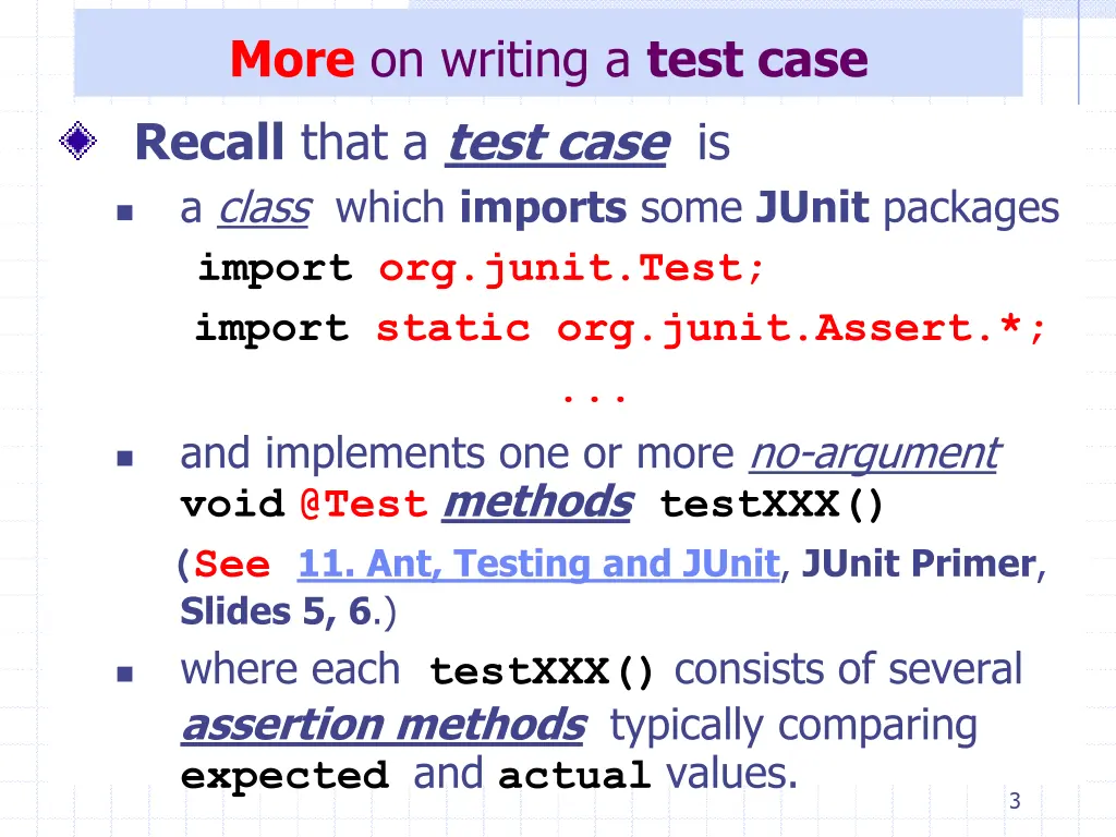 more on writing a test case recall that a test