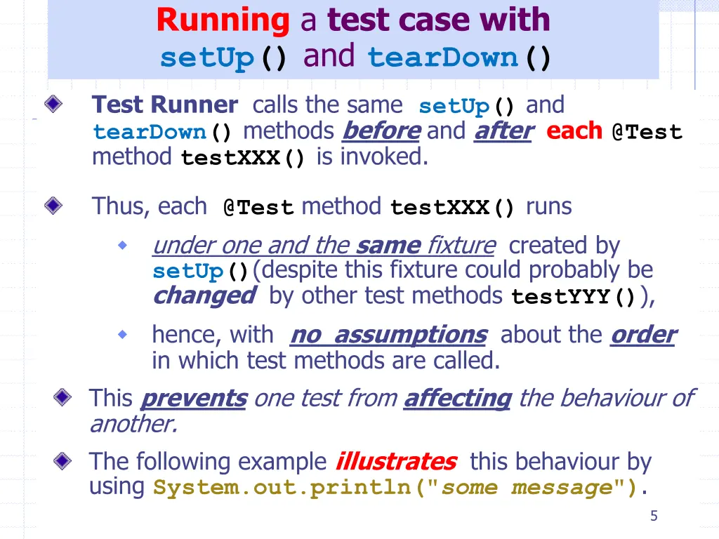 running a test case with setup and teardown