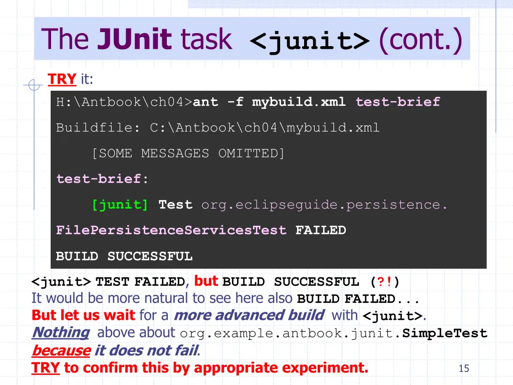 the junit task junit cont 1