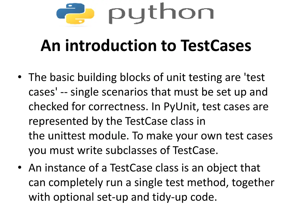 an introduction to testcases