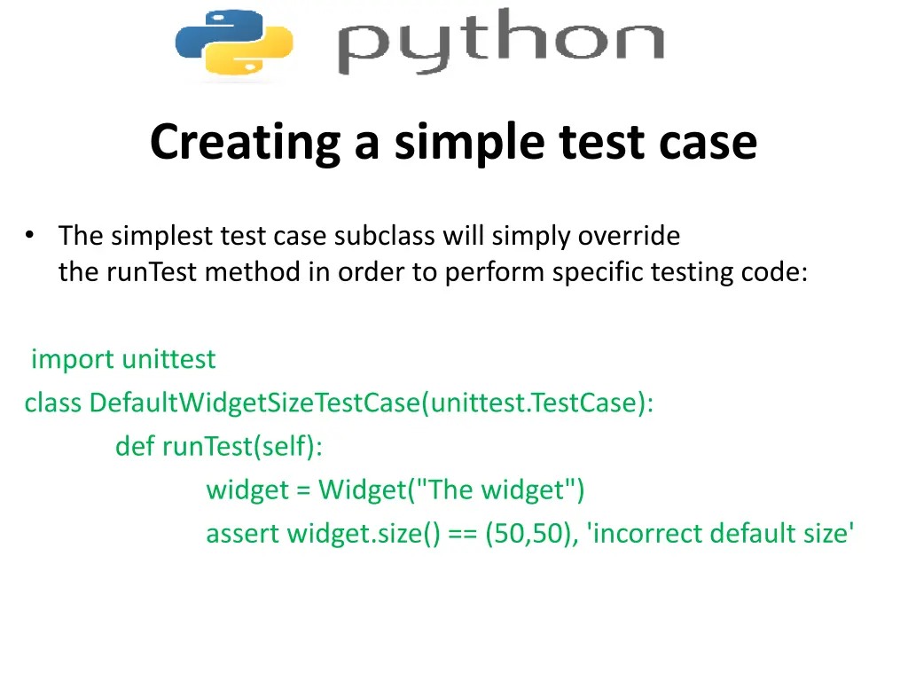 creating a simple test case