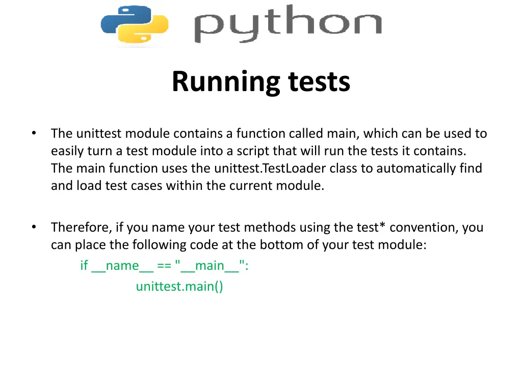 running tests