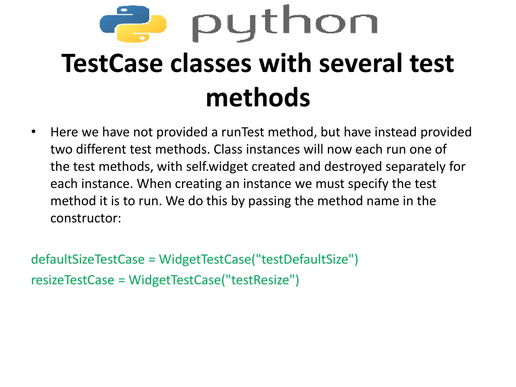 testcase classes with several test methods 1