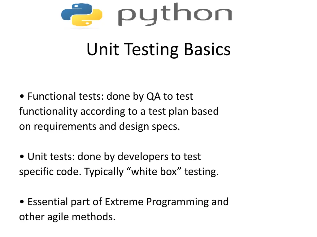 unit testing basics