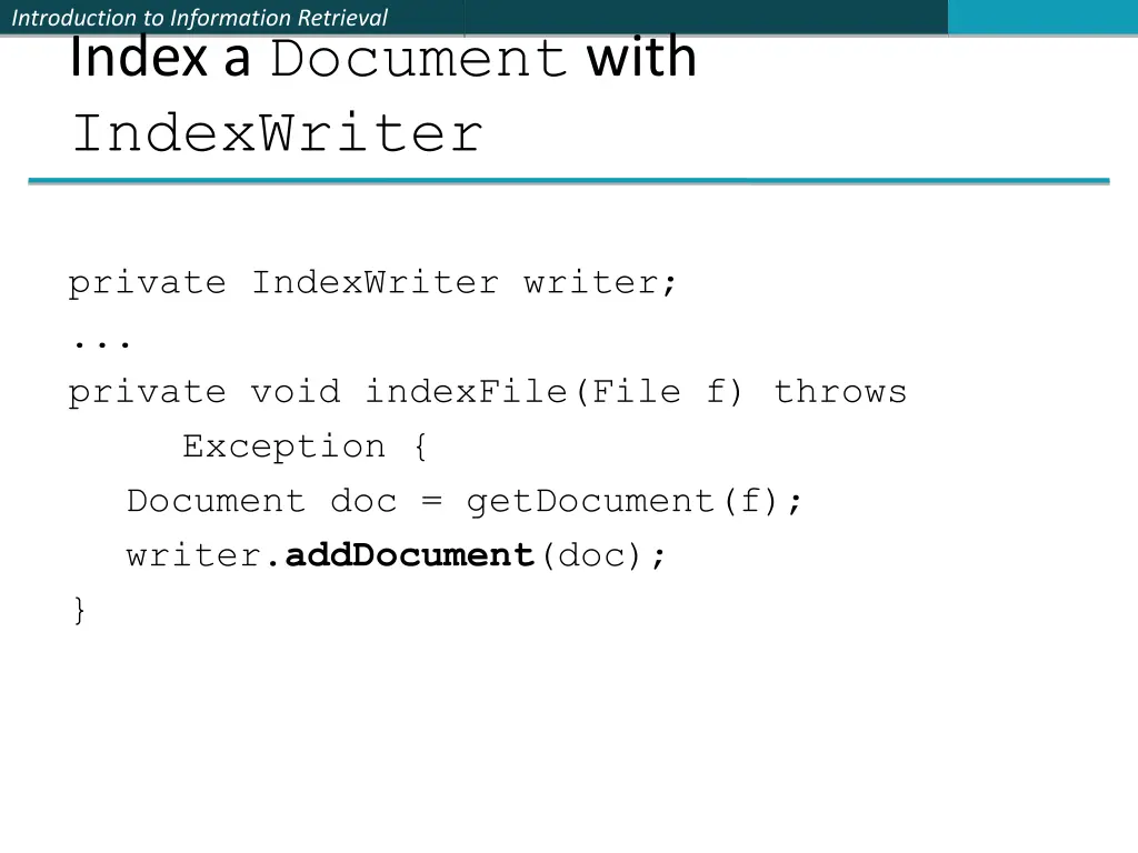introduction to information retrieval index