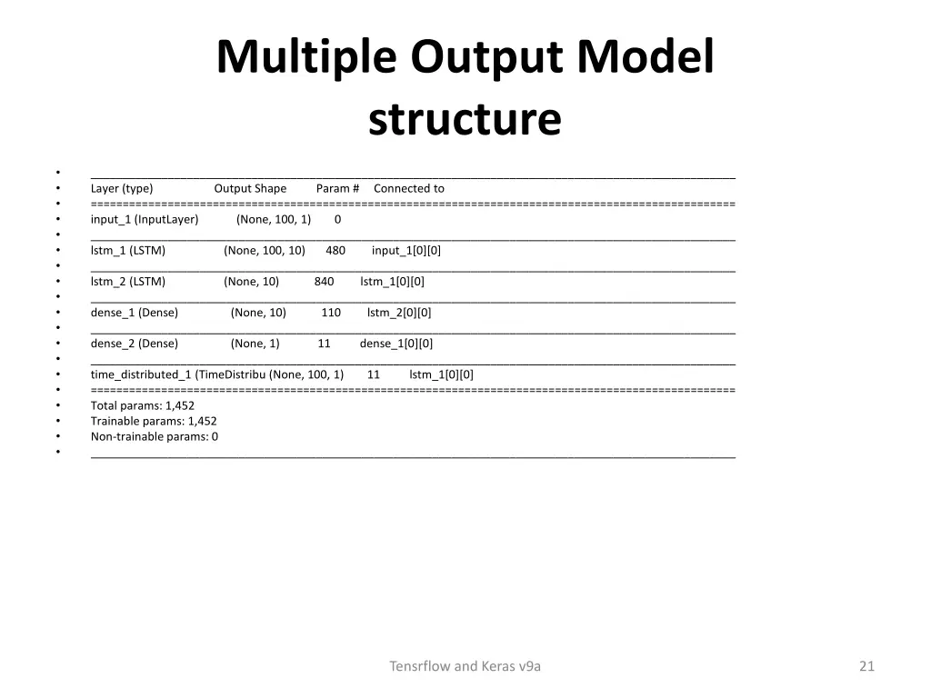 multiple output model structure