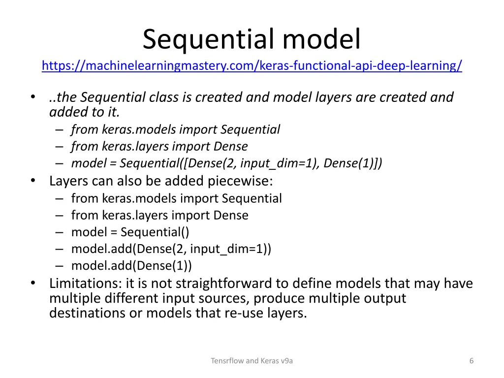 sequential model https machinelearningmastery